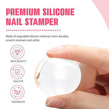 Aokitec French Tip Nail Stamp Kit - 4PCS Silicone Nail Stamper Kit Long & Short Clear Jelly Stamper for Nails with Scrapers Nail Art Design Tools Kit for French Manicure Salon Use Home DIY