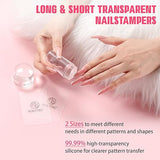 Aokitec French Tip Nail Stamp Kit - 4PCS Silicone Nail Stamper Kit Long & Short Clear Jelly Stamper for Nails with Scrapers Nail Art Design Tools Kit for French Manicure Salon Use Home DIY