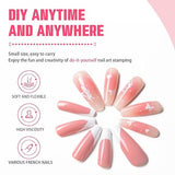 Aokitec French Tip Nail Stamp Kit - 4PCS Silicone Nail Stamper Kit Long & Short Clear Jelly Stamper for Nails with Scrapers Nail Art Design Tools Kit for French Manicure Salon Use Home DIY