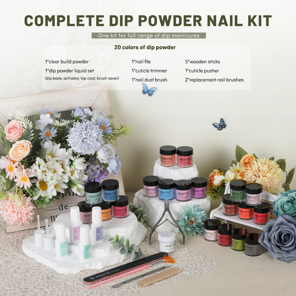 Aokitec 36PCS Dip Powder Nail Kit - 20 All Season Colors Dipping