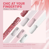 Aokitec  Nail Kit Starter - 4 Colors White Nude Pink Glitter Nail Dip Powder Set