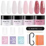 Aokitec  Nail Kit Starter - 4 Colors White Nude Pink Glitter Nail Dip Powder Set