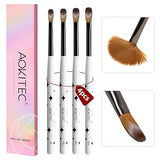 Aokitec Acrylic Nail Brush Set - 4PCS Acrylic Nail Brushes Size 8/10/12/14 Nail Brushes for Acrylic Powder, Acrylic Application, Nail Extension & 3D Nail Carving, Professional for Salon Home Use