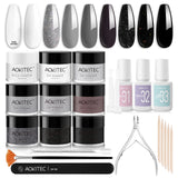 Aokitec   8 Colors Dip Powder Nail Kit - Black & White Series