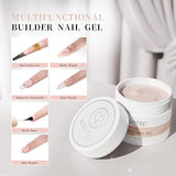 Aokitec Builder Nail Gel Kit - 60g Extension Gel Nail Kit Nude Hard Gel for Nails with 100pcs Nail Forms Gel Nail Brush for Nail Extension Nail Strengthen French Manicure Starter Kit for Home Salon