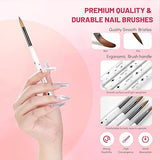 Aokitec Acrylic Nail Brush Set - 4PCS Acrylic Nail Brushes Size 8/10/12/14 Nail Brushes for Acrylic Powder, Acrylic Application, Nail Extension & 3D Nail Carving, Professional for Salon Home Use