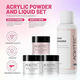 AOKITEC Acrylic Nail Kit - Pink/Clear/White Acrylic Powder and Liquid Set with Acrylic Nail Brush Nail Forms for Long-Lasting Acrylic Nails Beginner-Friendly Nail Kit Acrylic Set for Home DIY