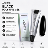Aokitec Black Poly Nail Gel 60g/2OZ Builder Gel for Nail Extension & Strengthen