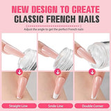 Aokitec French Tip Nail Stamp Kit - 4PCS Silicone Nail Stamper Kit Long & Short Clear Jelly Stamper for Nails with Scrapers Nail Art Design Tools Kit for French Manicure Salon Use Home DIY