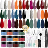 Aokitec 92 PCS Dip Powder Nail Kit with Everything - 20+1 Colors Dip nail Powde Set