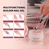 Aokitec 60g Nude Builder Nail Gel, Nail Extension Repair Strengthener 7-in-1 Hard Gel