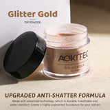 Aokitec 1OZ Glitter Gold Dip Powder Manicure Nail Art