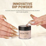 Aokitec 1OZ Glitter Gold Dip Powder Manicure Nail Art