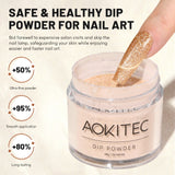 Aokitec 1OZ Glitter Gold Dip Powder Manicure Nail Art