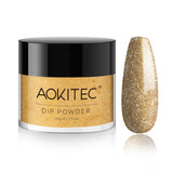 Aokitec 1OZ Glitter Gold Dip Powder Manicure Nail Art