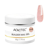 Aokitec Rose Gold Glitter 7-in-1 Builder Nail Gel 60g Nail Extension & Strengthener Gel for Home DIY Salon Use