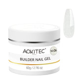 Aokitec Clear Glitter 7-in-1 Builder Nail Gel 60g Nail Extension & Strengthener Gel for Home DIY Salon Use