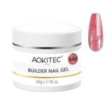 Aokitec 60g Red Glitter 7-in-1 Builder Nail Gel All-In-One Nail Extension & Strengthener