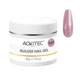 Aokitec 60g Pink Glitter 7-in-1 Builder Nail Gel All-In-One Nail Extension & Strengthener