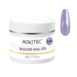 Aokitec 60g Lavender Glitter 7-in-1 Builder Nail Gel All-In-One Nail Extension & Strengthener