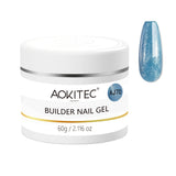 Aokitec 60g Ice Blue Glitter 7-in-1 Builder Nail Gel All-In-One Nail Extension & Strengthener