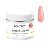 Aokitec 60g Peach Pink Glitter 7-in-1 Builder Nail Gel All-In-One Nail Extension & Strengthener