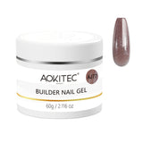 Aokitec 60g Dark Brown Glitter 7-in-1 Builder Nail Gel All-In-One Nail Extension & Strengthene