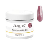 Aokitec 60g Burgundy Glitter 7-in-1 Builder Nail Gel All-In-One Nail Extension & Strengthene