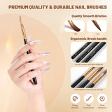 Aokitec 4PCS Acrylic Nail Brush Set - Sizes 8/10/12/14 for Acrylic Powder Application