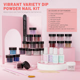 Aokitec 36PCS Dip Powder Nail Kit - 20+1 Colors Silver Black Pink Glitter Dipping Powder Nail Kit