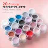 Aokitec 36PCS Dip Powder Nail Kit - 20+1 Colors Silver Black Pink Glitter Dipping Powder Nail Kit