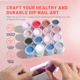 Aokitec 36PCS Dip Powder Nail Kit - 20+1 Colors Silver Black Pink Glitter Dipping Powder Nail Kit