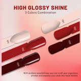 Aokitec 3 Colors Dip Powder Nail Kit - Pink Red Wine Red Dip Powder With Nail Tools