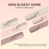 Aokitec 10pcs Dip Powder Nail Kit - Glitter White Pink Nude Pink Dip Powder Set Nail kit