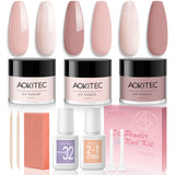Aokitec 10pcs Dip Powder Nail Kit - Glitter White Pink Nude Pink Dip Powder Set Nail kit