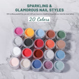 Aokitec 92 PCS Dip Powder Nail Kit with Everything - 20+1 Colors Dip nail Powde Set