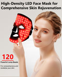 Aokitec 7 Colour LED Face Mask: 120 High-Density Light Beads Red Light Therapy Mask for Anti Aging, Wrinkles, Rejuvenation & Hydration, Rechargeable Ergonomic Design