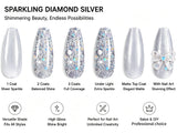Aokitec Diamond Silver Poly Nail Gel 60ml Quick-Build Extension Gel for Salon & DIY Nails