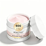 Aokitec 60g Pink Builder Nail Gel, Nail Extension Repair Strengthener 7-in-1 Hard Gel