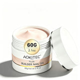 Aokitec 60g Nude Builder Nail Gel, Nail Extension Repair Strengthener 7-in-1 Hard Gel