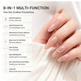 Aokitec 8-in-1 Nude Builder Gel 15ML, Nail Strengthener & Extension Gel, Rhinestone Adhesive & Base Coat for DIY & Salon Use