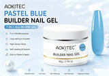Aokitec Pastel Blue 7-in-1 Builder Nail Gel 60g Nail Extension & Strengthener Gel for Home DIY Salon Use