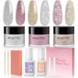 Aokitec Sparkling Series Dip Powder Nail Kit - Glitter Pink Silver Gold