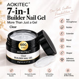 Aokitec 60g Clear 7-in-1 Builder Nail Gel, Hard Gel for Nail Extension Repair & Strengthening