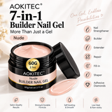 Aokitec 60g Nude 7-in-1 Builder Nail Gel, Hard Gel for Nail Extension Repair & Strengthening