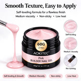 Aokitec 60g Pink 7-in-1 Builder Nail Gel, Hard Gel for Nail Extension Repair & Strengthening