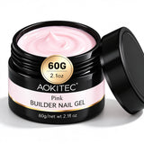 Aokitec 60g Pink 7-in-1 Builder Nail Gel, Hard Gel for Nail Extension Repair & Strengthening