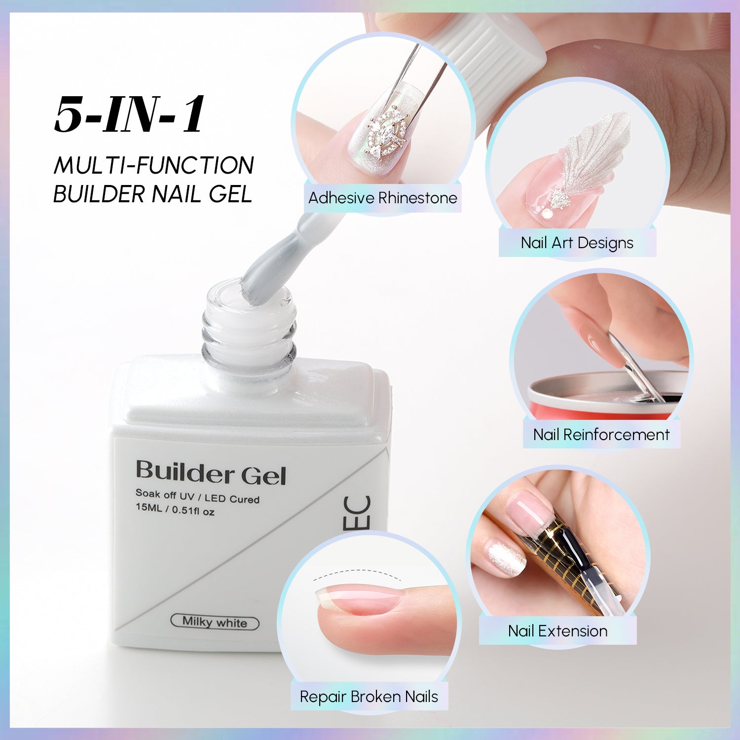 Amazon.com: Morovan LED/UV Hard Gels Builder Nail Gel Extension Strengthen  UV Art Manicure Set with Forms : Beauty & Personal Care