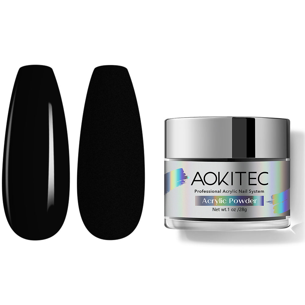 Aokitec Acrylic Powder Black Color 2oz 56g Professional Acrylic Nail System